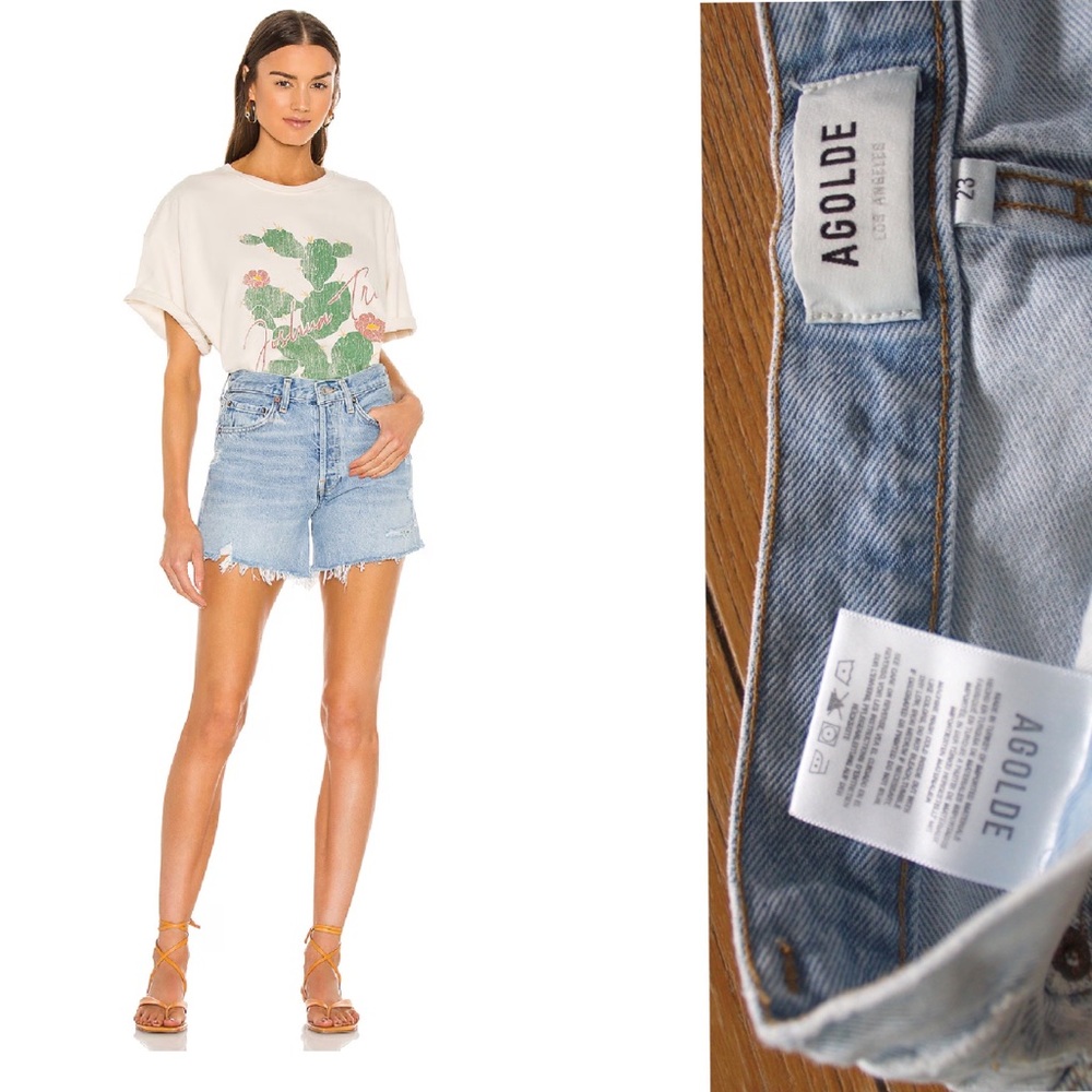 AGOLDE Parker Long Fringe Hem Shorts Preowned 23 00